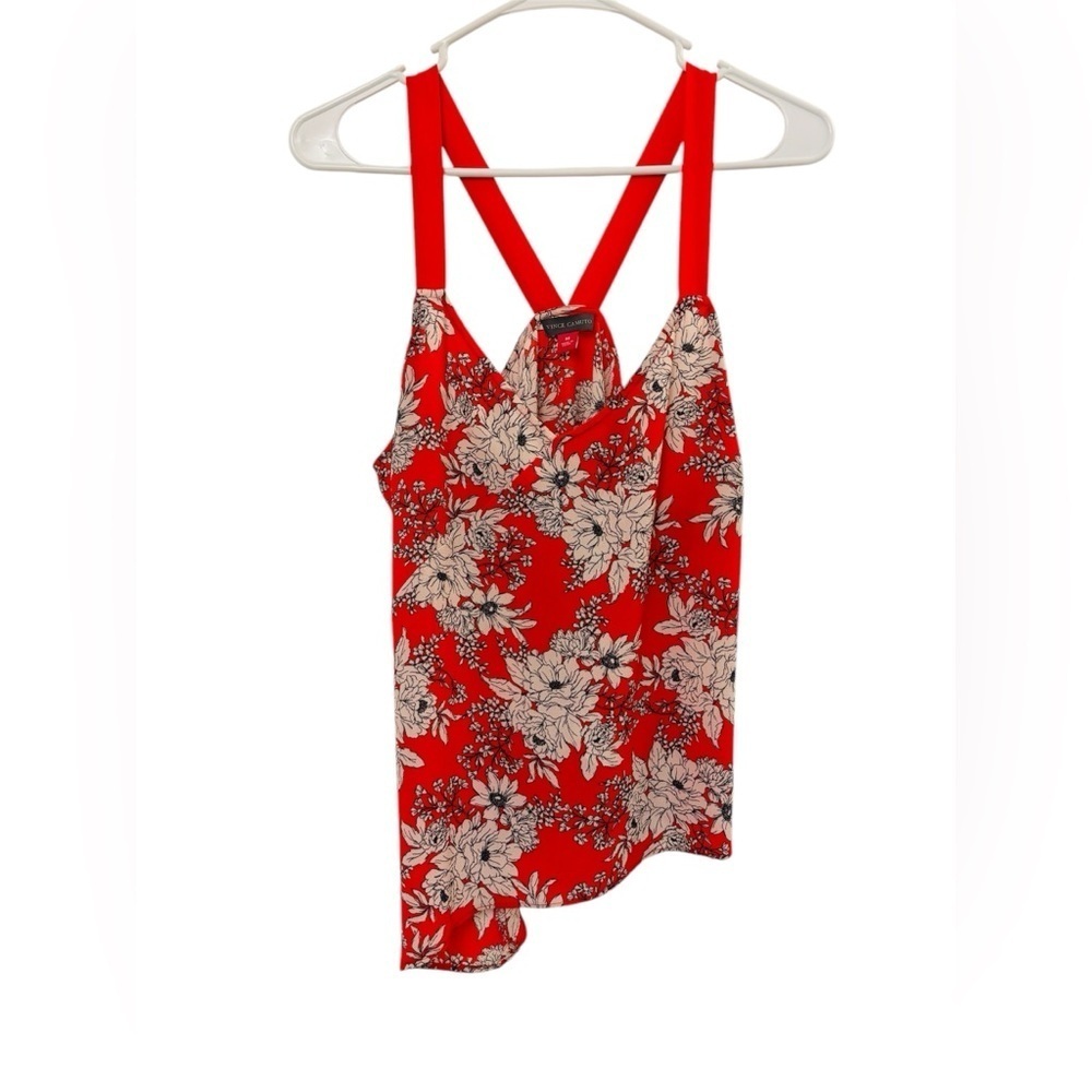 VINCE CAMUTO Red Asymmetrical Tank Top